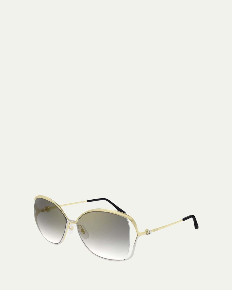 Square Two-Tone Metal Sunglasses